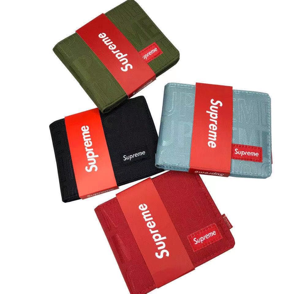 Ví Ngắn Đựng Thẻ 19ss Bằng Vải Bạt jacquard 20% Thêu Chữ Supreme Giá Đỡ