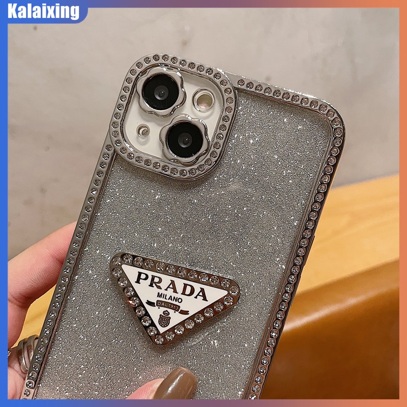 Ốp Điện Thoại Mềm Họa Tiết Prada Đính Đá Cho iPhone 14 Pro Max 13 Pro 12 Pro Max 11 Pro Max
