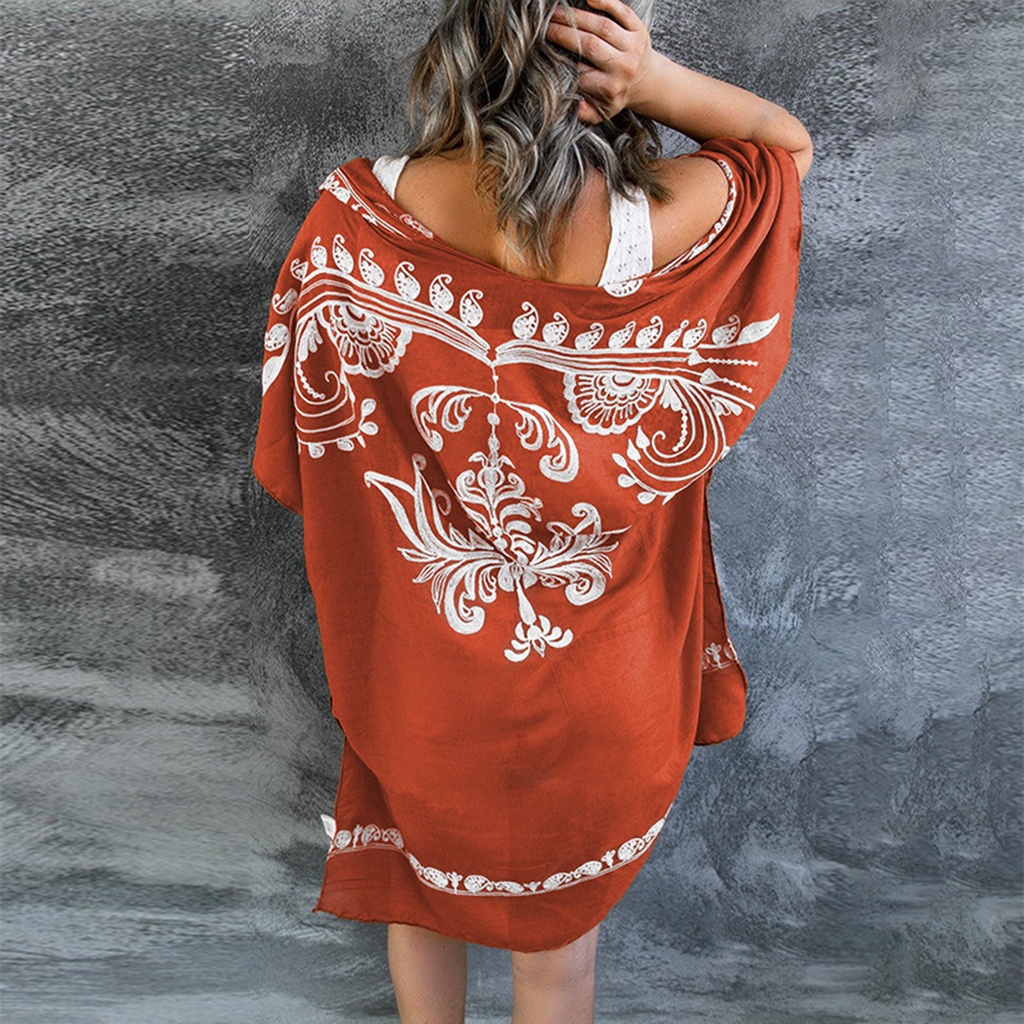 Áo Khoác Cardigan Chống Nắng Dáng Dài In Họa Tiết Cổ Điển Thời Trang Đi Biển Mùa Hè