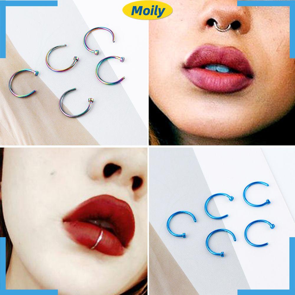 Set 5 khuyên mũi unisex bằng thép không gỉ thời trang