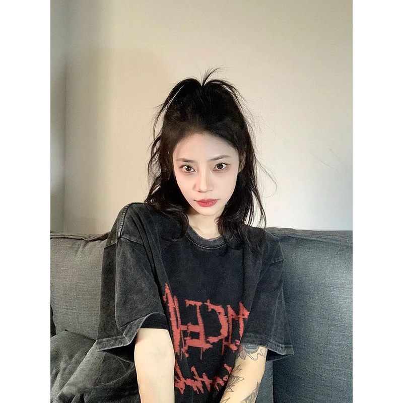 NRVP Áo Thun Đen 100% Cotton Tay Ngắn Dáng Rộng Phong Cách Hàn Quốc Cho Nữ Có Size 5XL