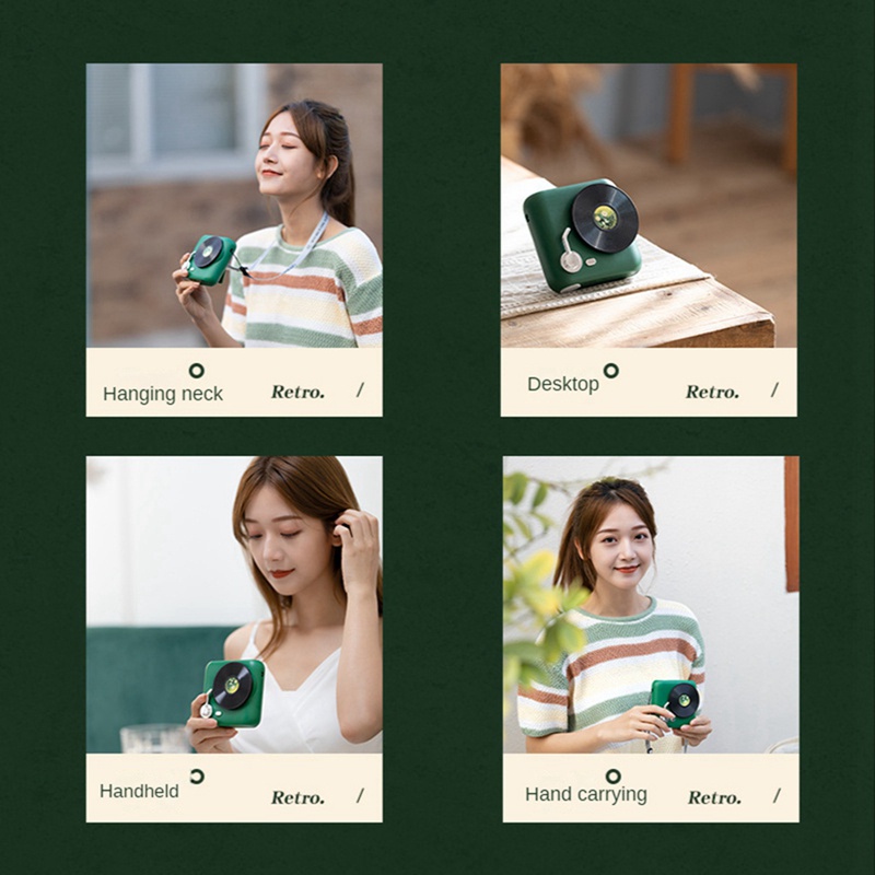 Quạt Làm Mát Để Bàn / Văn Phòng Có Dây Đeo Cổ Phong Cách Retro