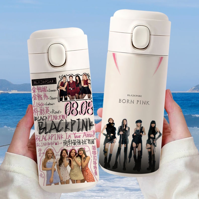 Bình Nước Giữ Nhiệt Bằng Thép Không Gỉ Họa Tiết blackpink 2023 Sức Chứa Lớn