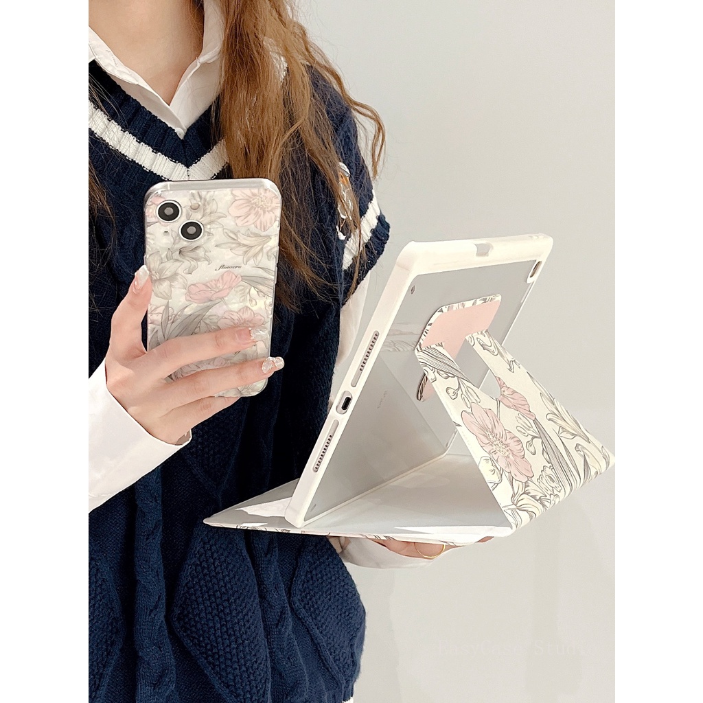 Bao Da Máy Tính Bảng Xoay In Hình Hoa Cho iPad 2019 10.2 air 4 10.9 9.7 "12.9" Pro 11 18 8 17