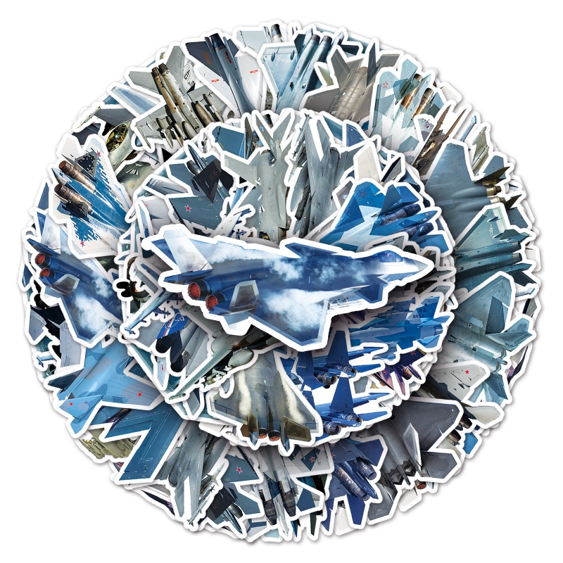 Z&M❀ Sticker Dán Trang Trí Hình Máy Bay Chiến Đấu Độc Đáo ❀ Bộ 50 Miếng Dán Chống Thấm Nước Phong Cách Quân Đội Cá Tính