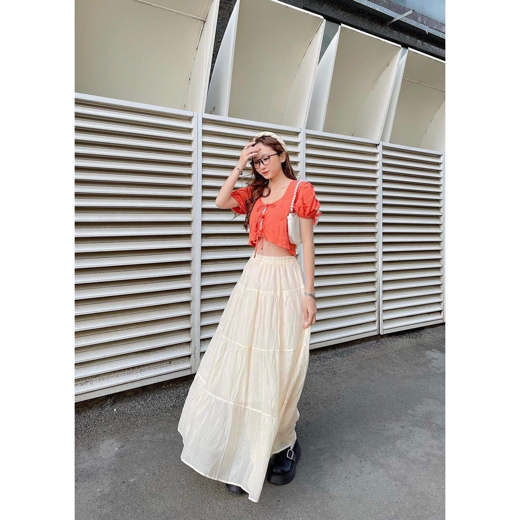 Váy Blu.Pepp3r dáng maxi xòe 2 lớp