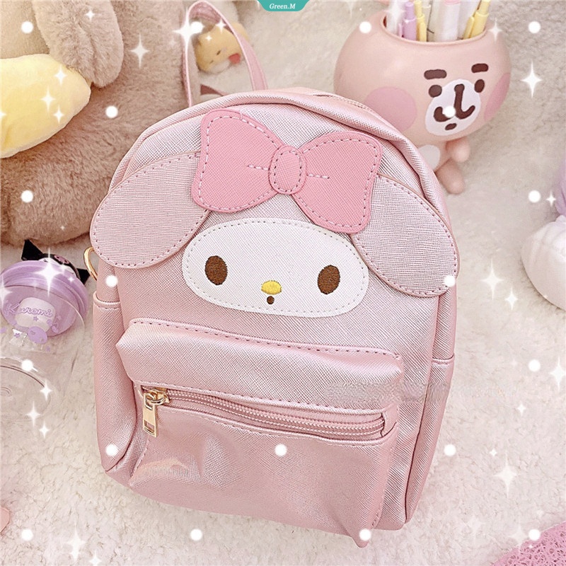 Sanrio Balo Da PU Đeo Vai Họa Tiết Hoạt Hình Mymelody Kuromi Cinnamoroll PompomPurin Nhật Bản Đáng Yêu Cho Bé Gái