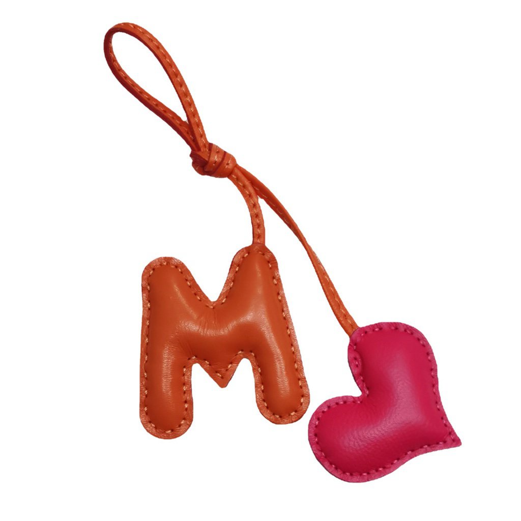 Hàng Mới Về Móc Khóa Xe Hơi / Túi Xách Bằng Da Cừu Thật In Chữ Love Màu Bạch Kim