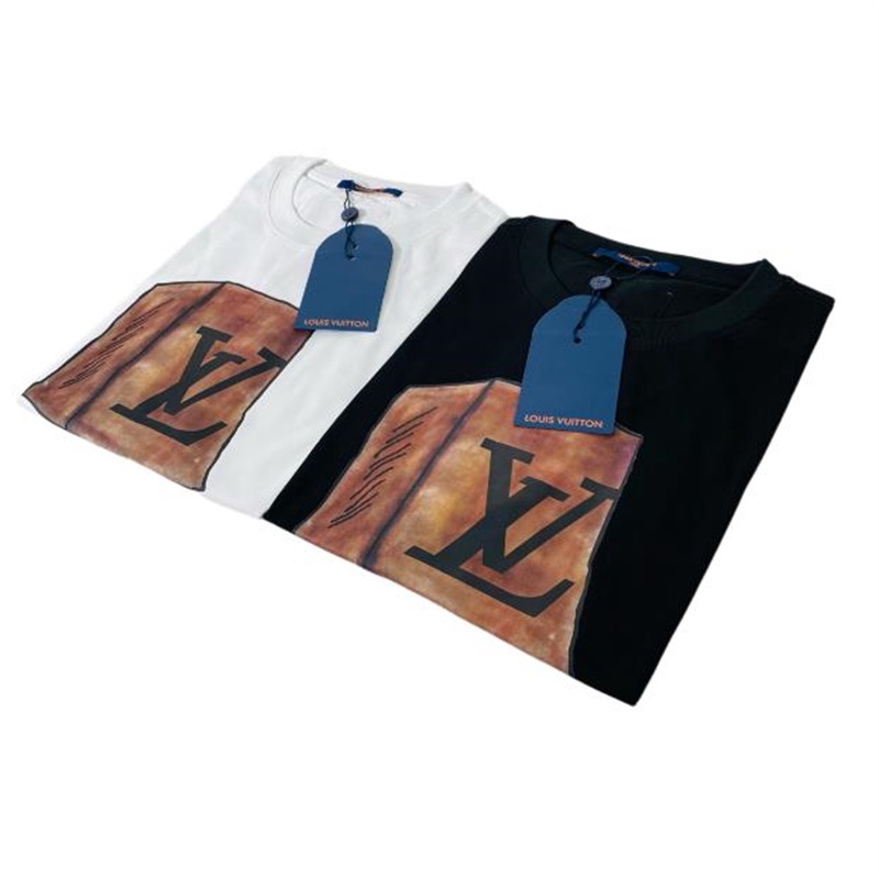L & - V & ------2023 Áo Thun Da In Nhãn Chữ Cái Phun Kỹ Thuật Số Tùy Chỉnh Chữ Cái Mới Mùa Xuân / Hè GDFJHGFGDFsleeve