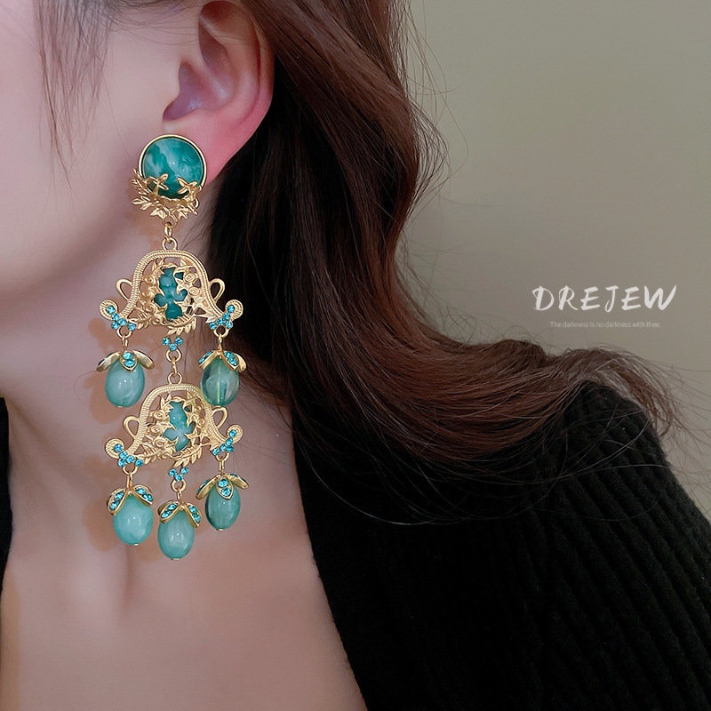 Khuyên tai DREJEW kiểu cành hoa phong cách Âu Mỹ cổ điển cho nữ