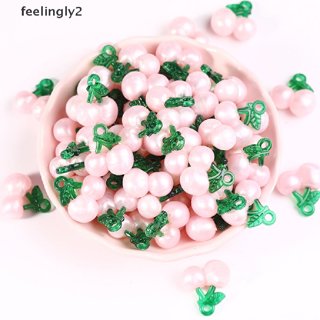 Bộ 10 Quả Cherry 3D Mini Bằng Nhựa Dùng Trang Trí Sổ Tay DIY