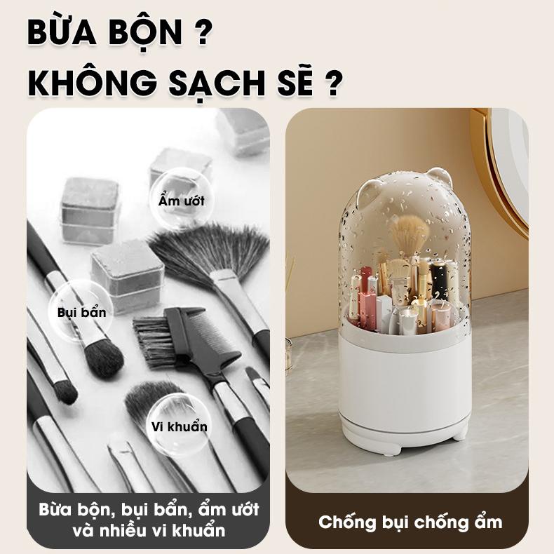 Hộp đựng cọ trang điểm, kẻ mắt son môi xoay 360 độ W2088