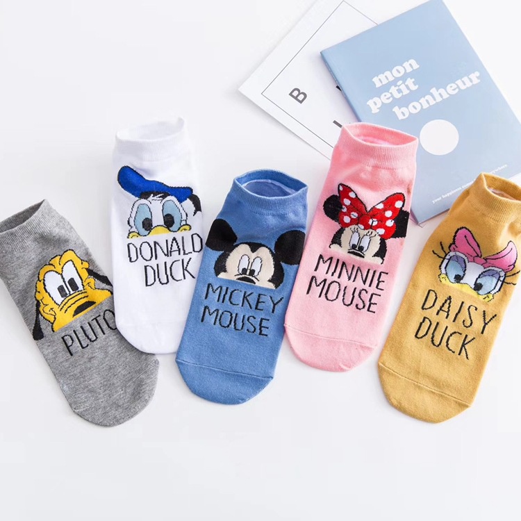 Hàng Mới Về Tất Cotton Cổ Thấp In Hình Chuột Mickey Vịt Donald Dễ Thương