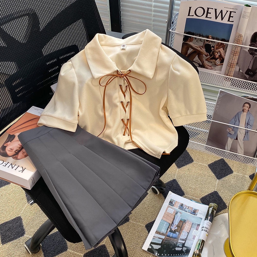 NRVP Áo polo Tay Ngắn In Họa Tiết Độc Đáo Phong Cách Hàn Quốc Thời Trang Cho Nữ