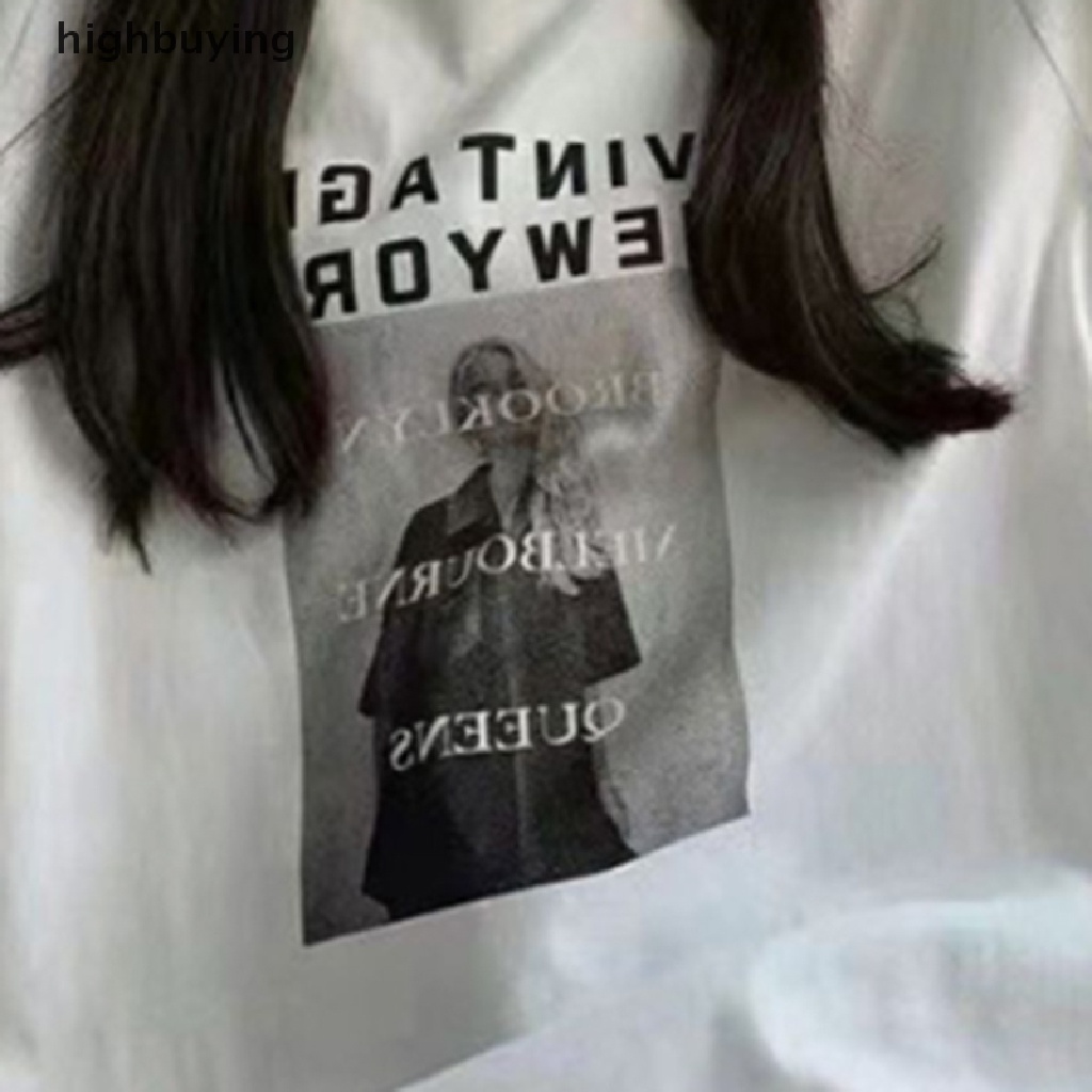 Áo Thun Tay Ngắn Cổ Tròn In Họa Tiết Phong Cách Harajuku Đường Phố Cho Nữ