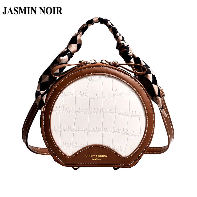 Túi Đeo JASMIN NOIR Chéo Tròn Họa Tiết Da Cá Sấu Thời Trang Cho Nữ