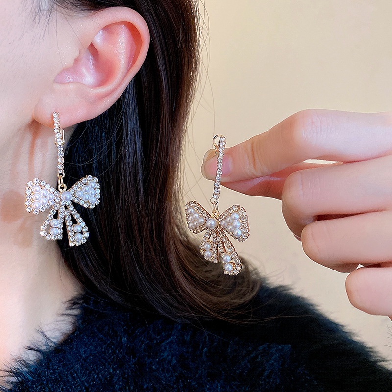 Khuyên Tai Đính Đá Kim Cương Bạc Thời Trang Cho Nữ