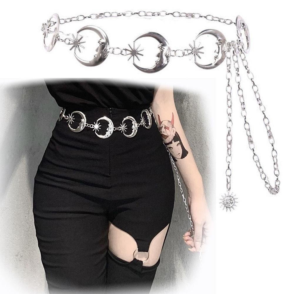 Thắt lưng dây xích Haimeikang mặt trăng và ngôi sao bằng kim loại thời trang cổ điển