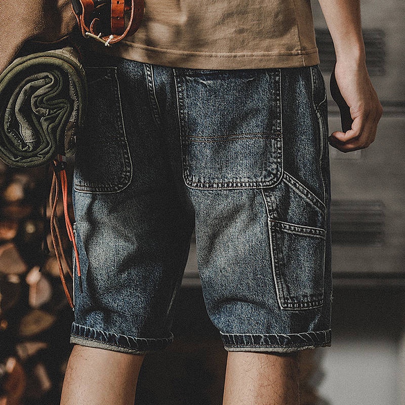 American Retro Heavy Cargo Shorts Men's Summer Loose Straight 2023 New Do the Old Cowboy Fifth Pants Men sdc4