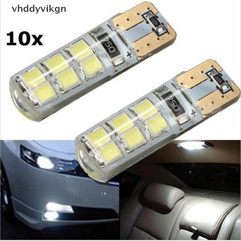 10 Đèn LED T10 W5W 12-SMD 2835 Ánh Sáng Trắng Chất Lượng Cao