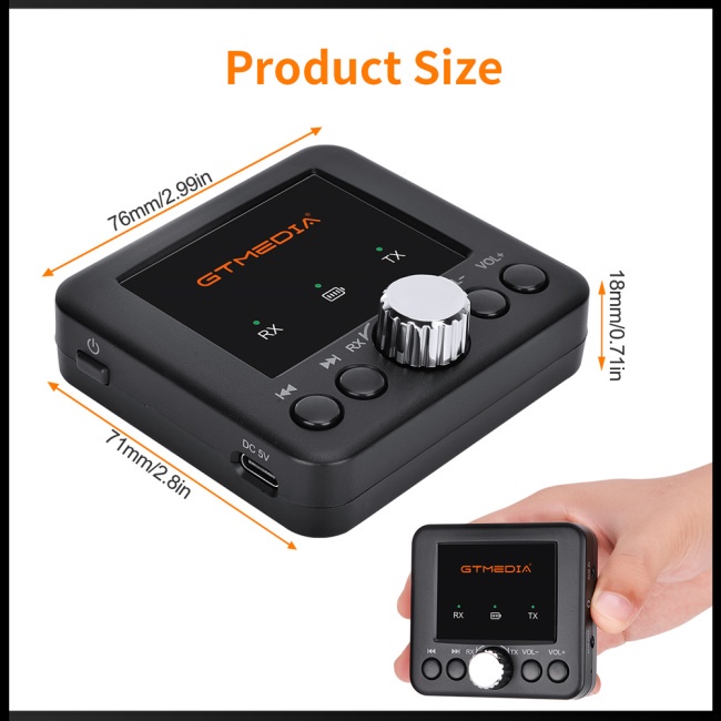Thiết Bị Truyền Nhận Tín Hiệu Bluetooth 5.0 Zevaret Gtmedia Rt05 2 Trong 1 Cho Điện Thoại / Máy Tính Bảng