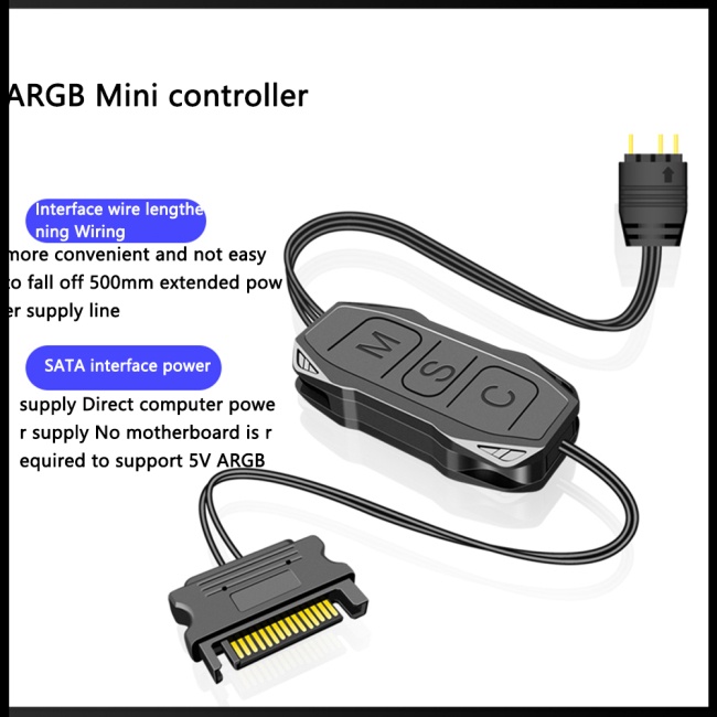 Bộ Điều Khiển Đồng Bộ Mini Zevaret Argb Với Dây Cáp Mở Rộng 5v 3-pin Sang SATA