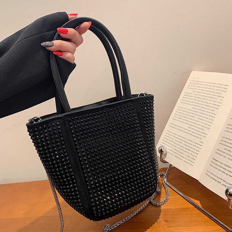 Túi Xách bucket Đeo Vai Đính Đá Lấp Lánh Thời Trang Cao Cấp Cho Nữ