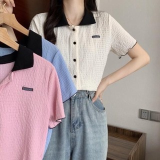 Áo Thun Tay Ngắn Phối Màu Tương Phản Thời Trang Mùa Hè Cho Nữ