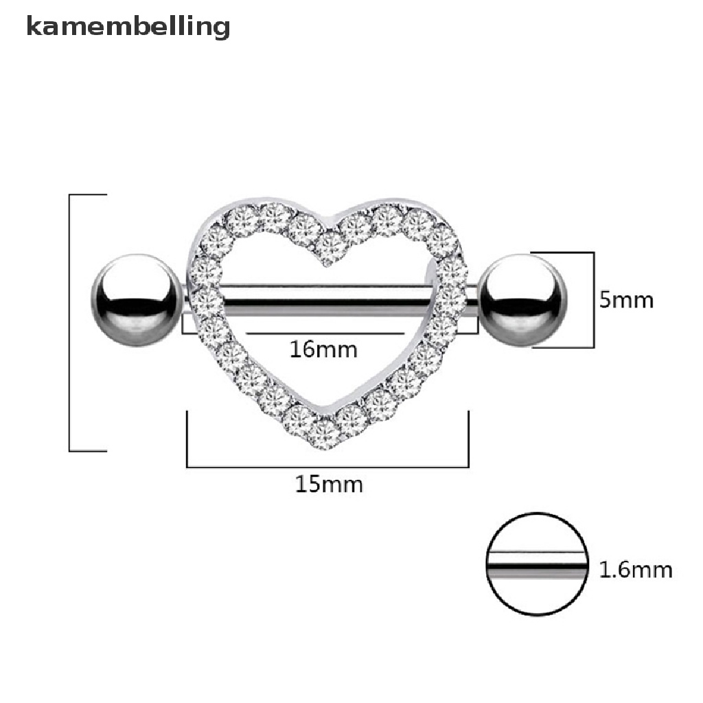 Kamembelling 1 Cặp Núm Vú Giả Đính Đá Zircon Hình Trái Tim Sáng Bóng Quyến Rũ Cho Nữ EN