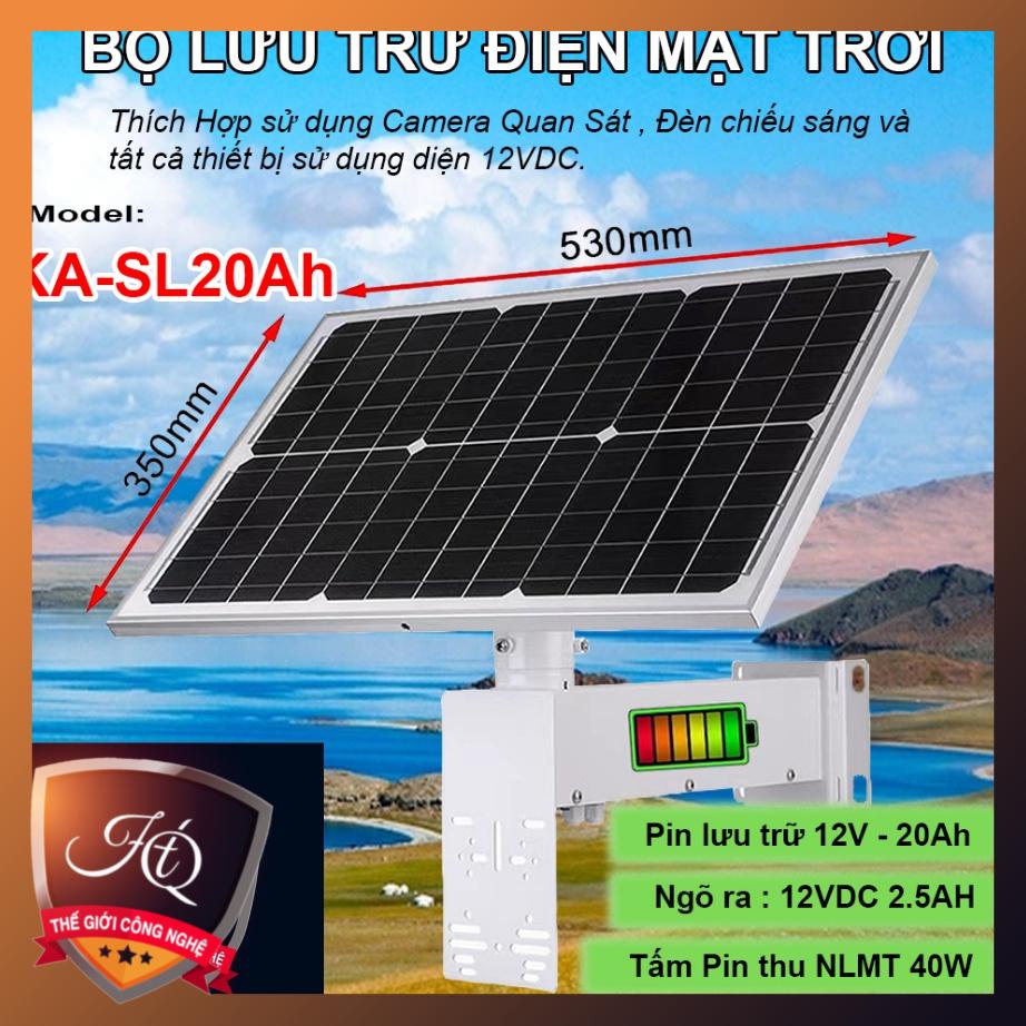 Tấm Pin Năng Lượng Mặt Trời 40W-20Ah NGUỒN 12V led va camera xài 2 ngày camera 4g ko wifi ko điện 220v