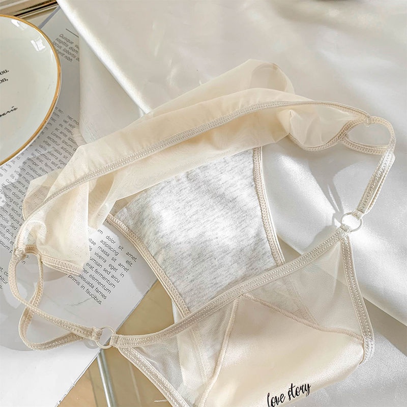 Quần Cotton Lưng Thấp Xẻ Tà Phối Ren Quyến Rũ Cho Nữ