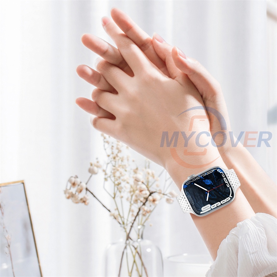 Dây Đeo Họa Tiết Kim Cương Cho Đồng Hồ Thông Minh Series 8 Ultra Pro 7 6 SE 5 4 3 2 1 Kích Thước 41mm 45mm 44mm 42mm 40mm 38mm