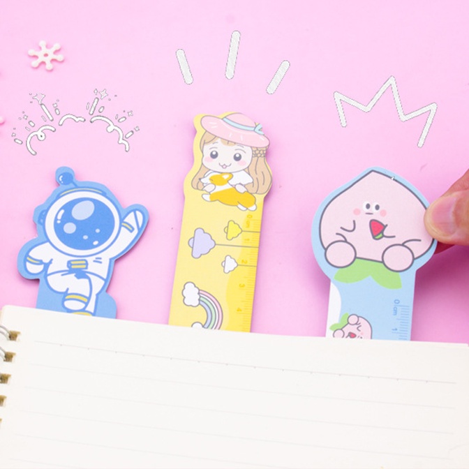 Thước kẻ hoạt hình 15cm nhựa dẻo carbon