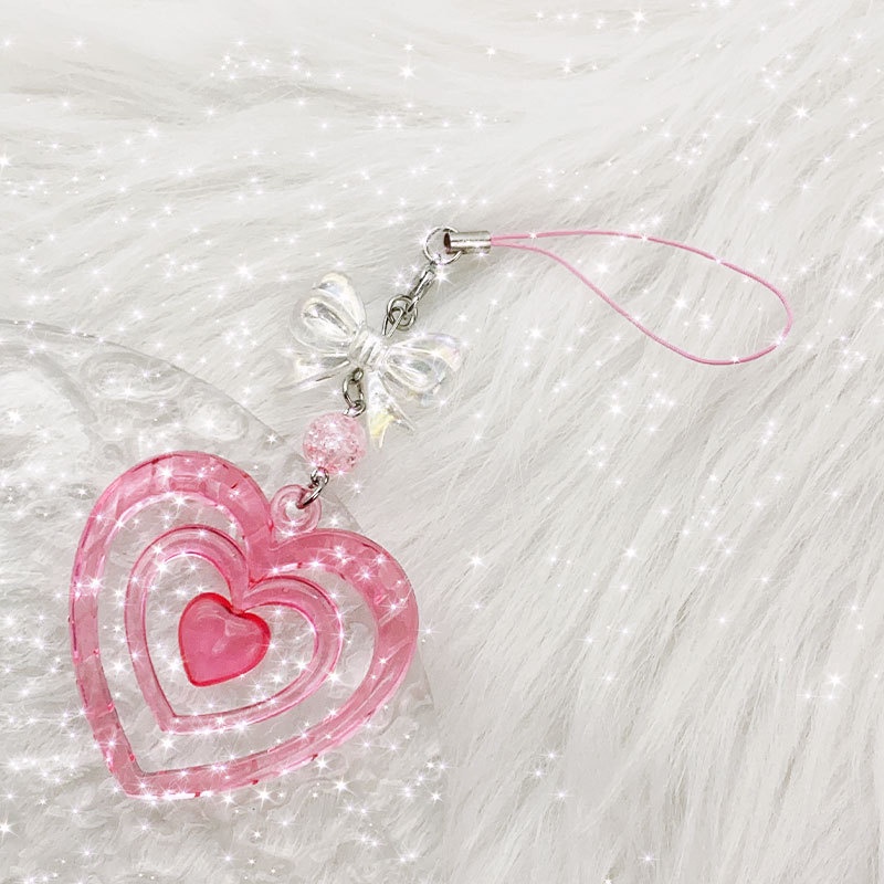 Album Sưu Tầm Móc Khóa Hình Trái Tim / Bướm Rỗng Màu Hồng Ngọt Ngào Steve