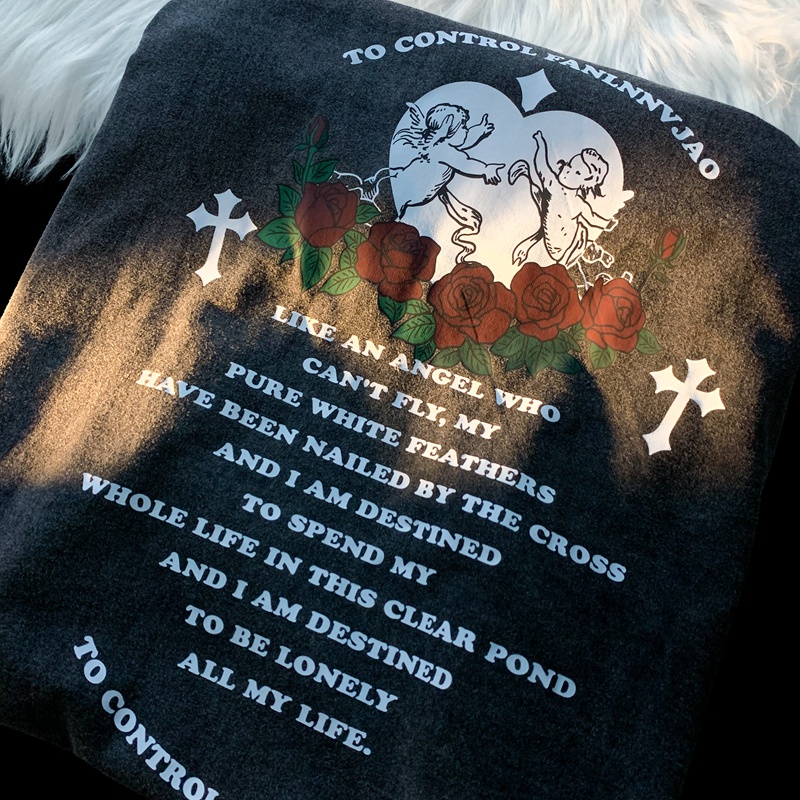 NRVP Áo Thun 100% Cotton Tay Ngắn Dáng Rộng In Họa Tiết Độc Đáo Phong Cách Hàn Quốc Thời Trang Cho Nam Và Nữ