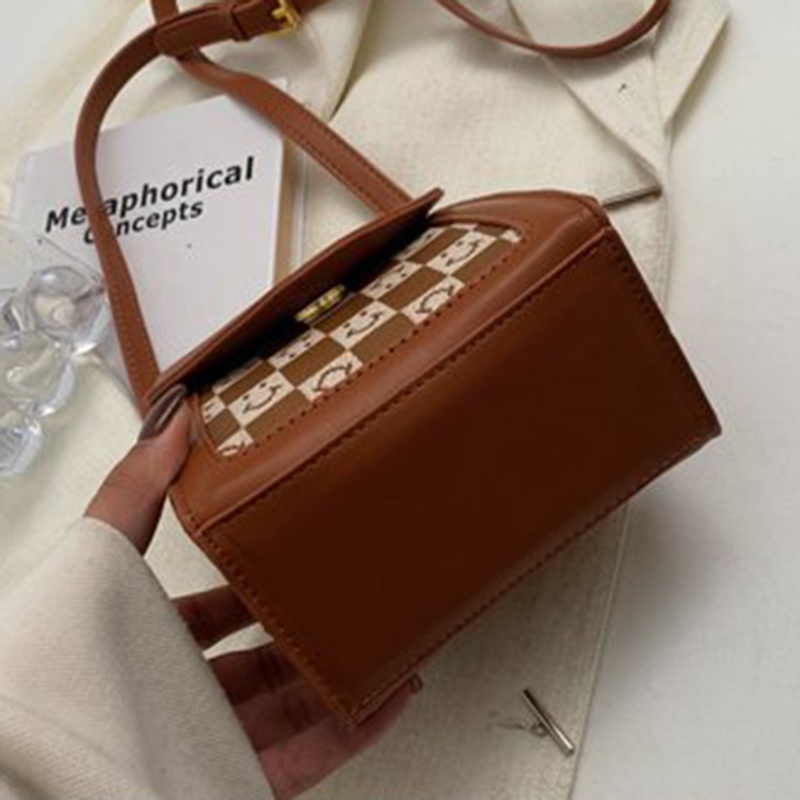 Túi Đeo Chéo Nhỏ Họa Tiết Caro retro Chất Lượng Cao Thời Trang Cho Nữ