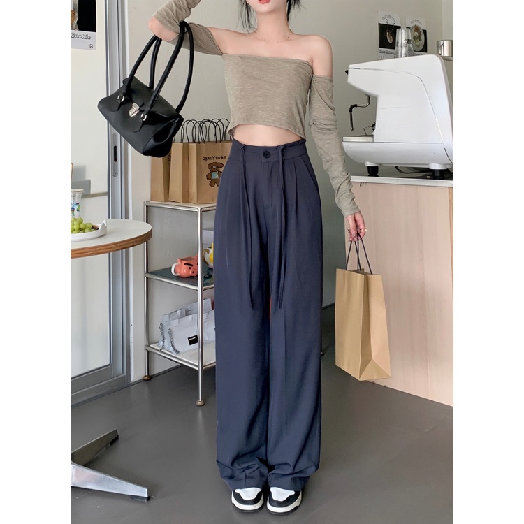 Quần Tây Lưng Cao Thắt Dây Thiết Kế Mới Thời Trang Mùa Xuân Theo Phong Cách Hàn