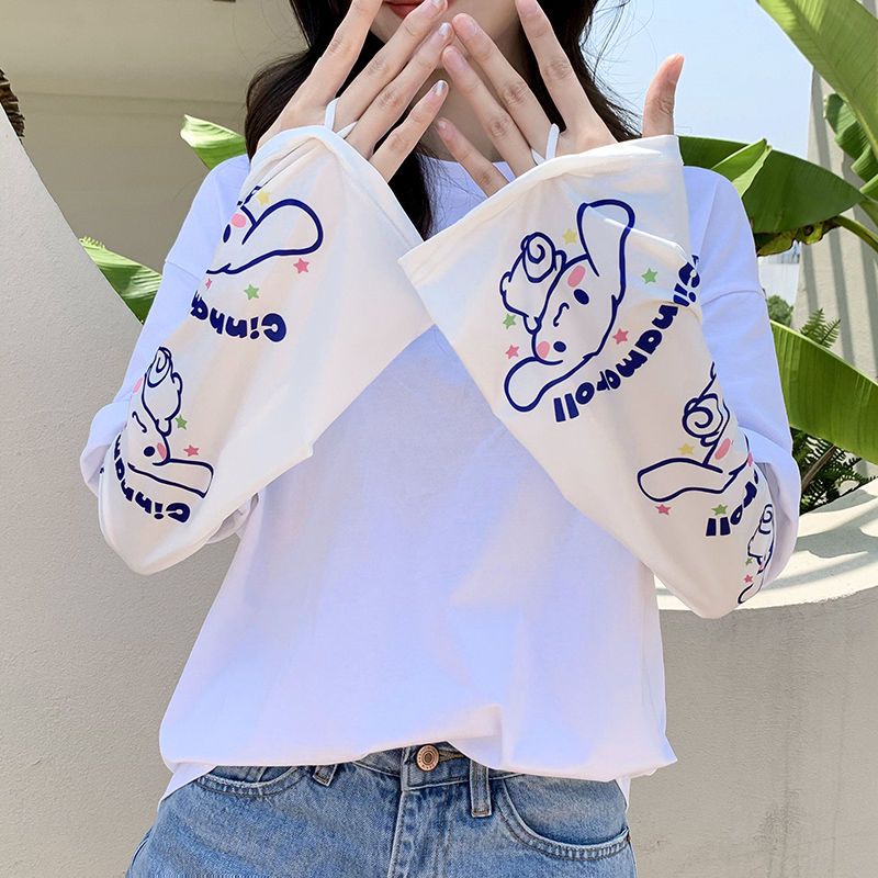 Ống tay GAVINBROWN chống nắng bằng lụa lạnh dáng rộng in họa tiết hoạt hình chống tia cực tím thời trang mùa hè