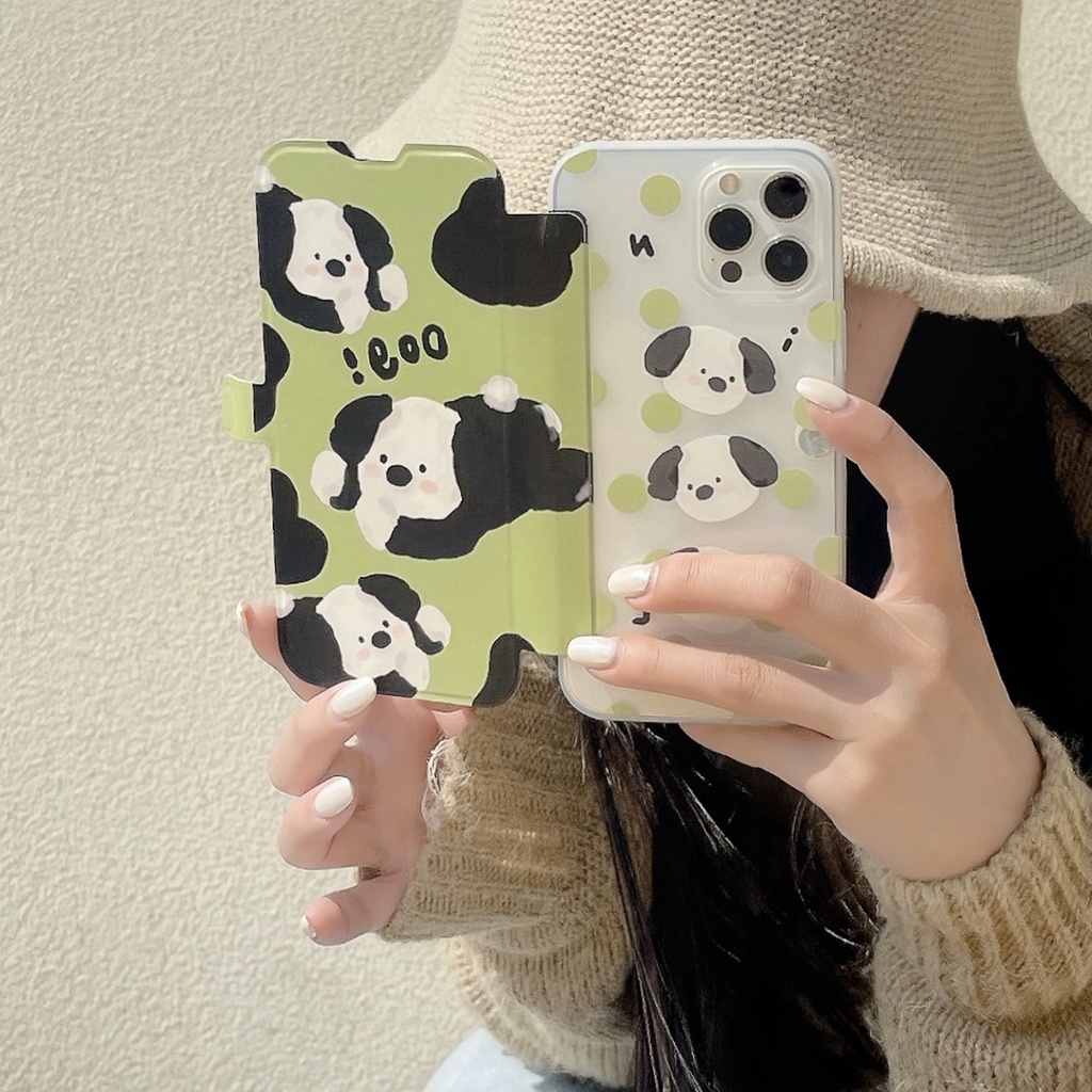 Bao Da Điện Thoại Nắp Lật Bằng Silicon Chống Sốc Họa Tiết Chú Chó Hoạt Hình Cho iPhone 14 13 12 11 PRO MAX Ốp