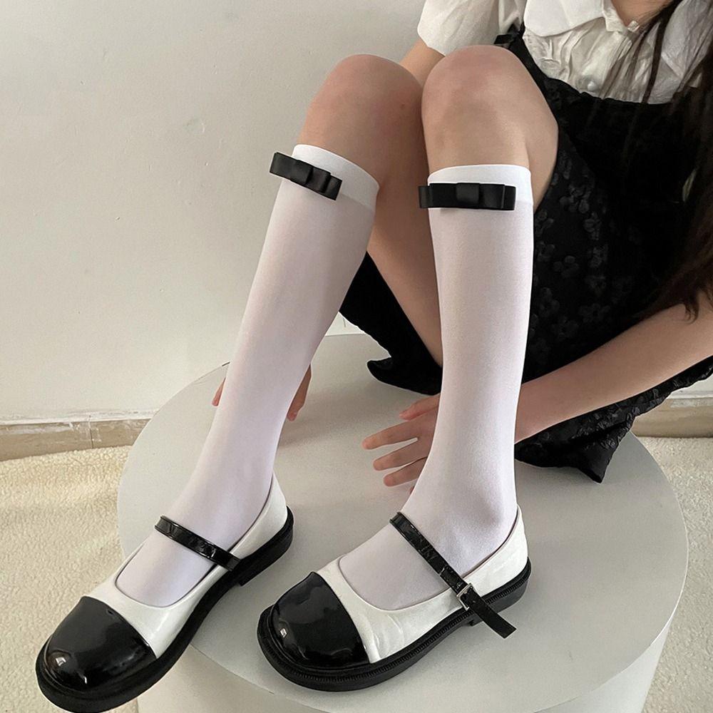 Vớ Đính Nơ Thoáng Khí Phong Cách Lolita Đơn Giản Thời Trang Cho Nữ
