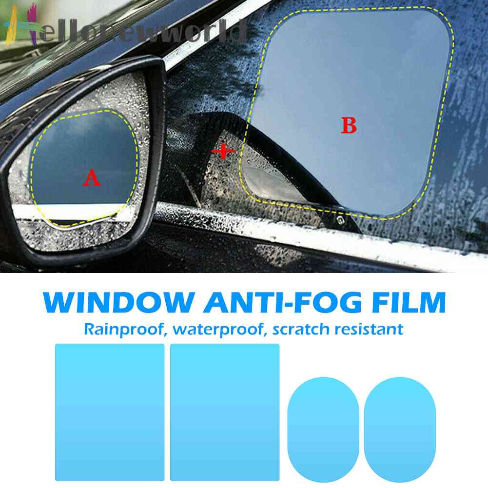 Bộ 4 Miếng Phim Dán Bảo Vệ Kính Chiếu Hậu Xe Hơi Chống Sương Mù / Nước Mưa Tiện Dụng