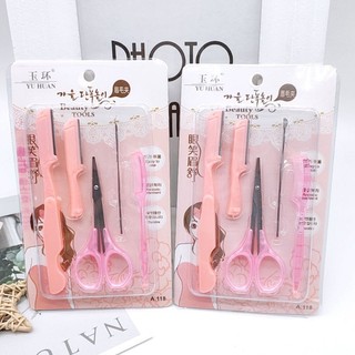Set 5 món cạo lông mày, tỉa lông mày, tỉa Mái Kèm Kéo