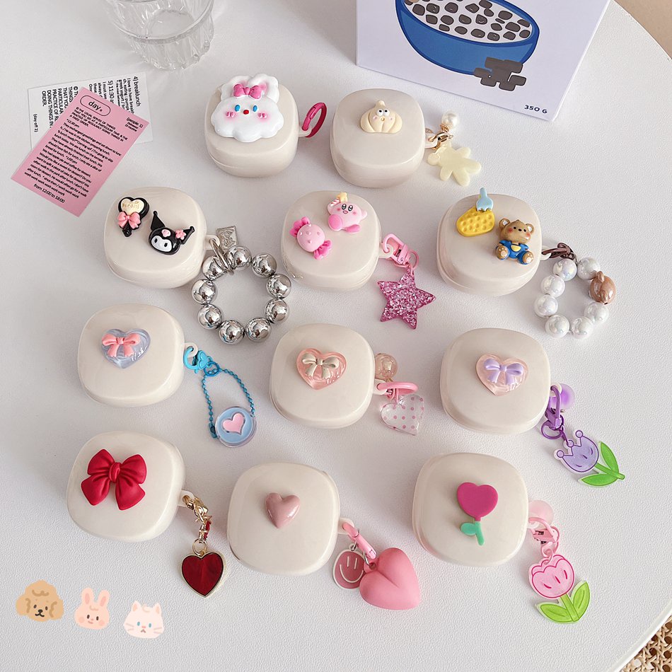 Vỏ Bảo Vệ Hộp Sạc Tai Nghe Hoạt Hình / Bông Hoa Kèm Móc Khóa Cho Baseus Bowie WM02 + WM02 + WM02 +