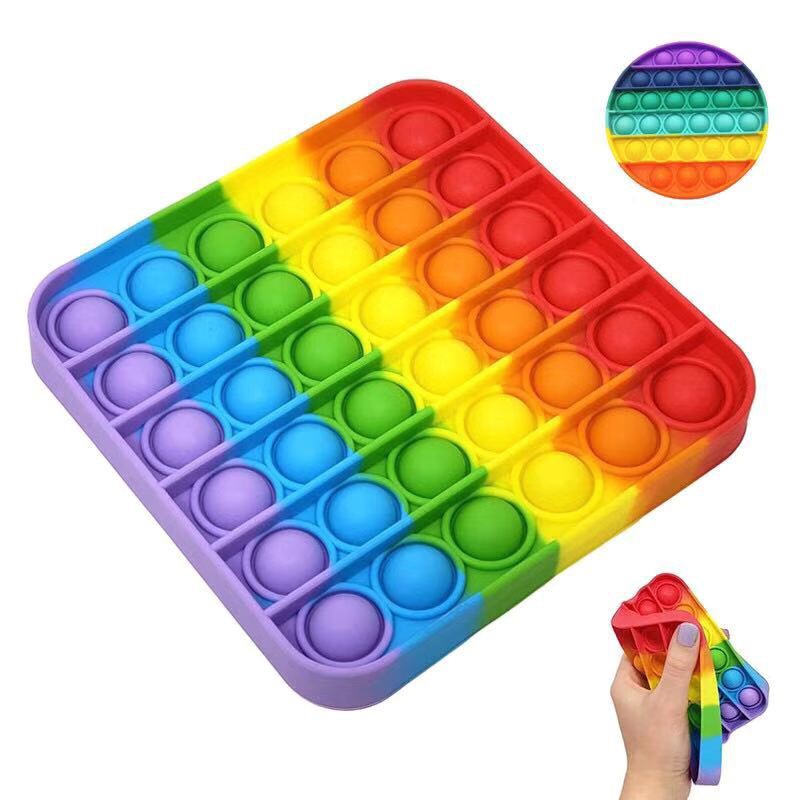 Cầu Vồng Fidget Đồ Chơi Silicon Đẩy Bong Bóng Fidget Cảm Giác Giảm Căng Thẳng Đồ Chơi Cho Trẻ Em
