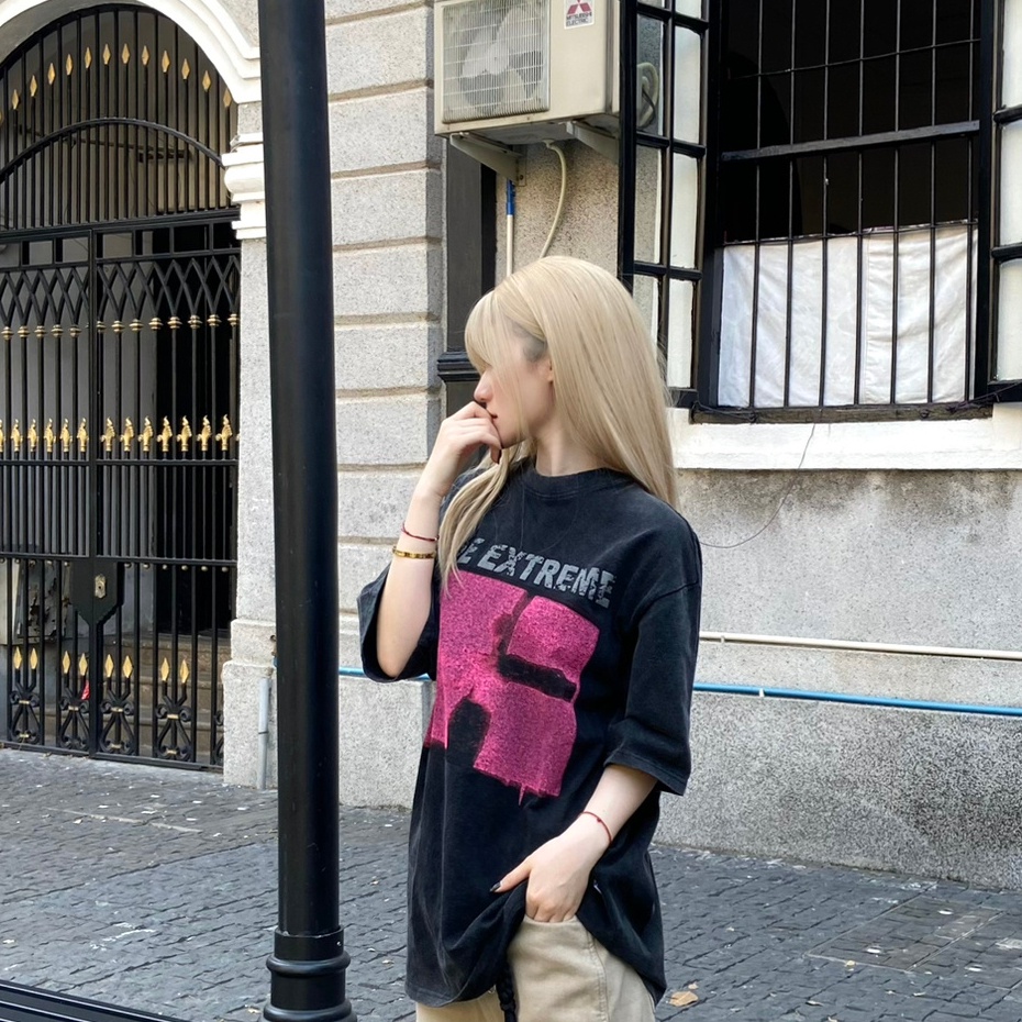 Áo thun NRVP 100% cotton tay ngắn dáng rộng in họa tiết độc đáo phong cách Hàn Quốc thời trang cho nam và nữ