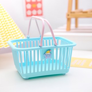 Giỏ Mini Đựng VPP, Mỹ Phẩm, Phụ Kiện, Đồ Dùng Có Tay Cầm Màu Sắc Basic