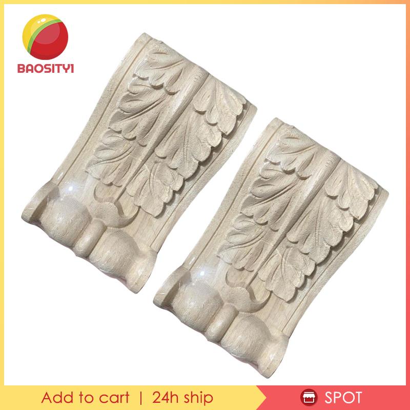 2x Wood Carved Applique Woodcarving Frame Corner for Cabinet Wardrobe Decor