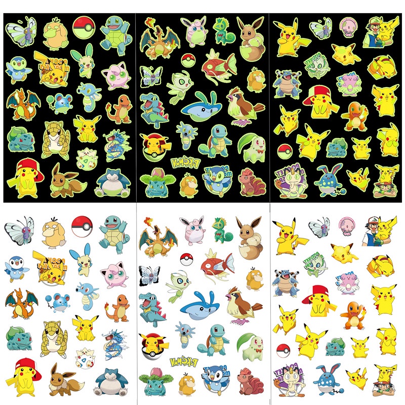 Anime Pokemon Go Luminous Night Tattoo Stickers Waterproof Temporary Tattoo Sticker ( Send By Random )