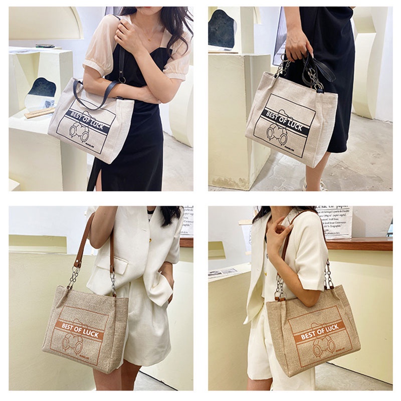 Mischa Túi Xách Đeo Vai Sức Chứa Lớn In Họa Tiết Đơn Giản Thời Trang Hàn Quốc