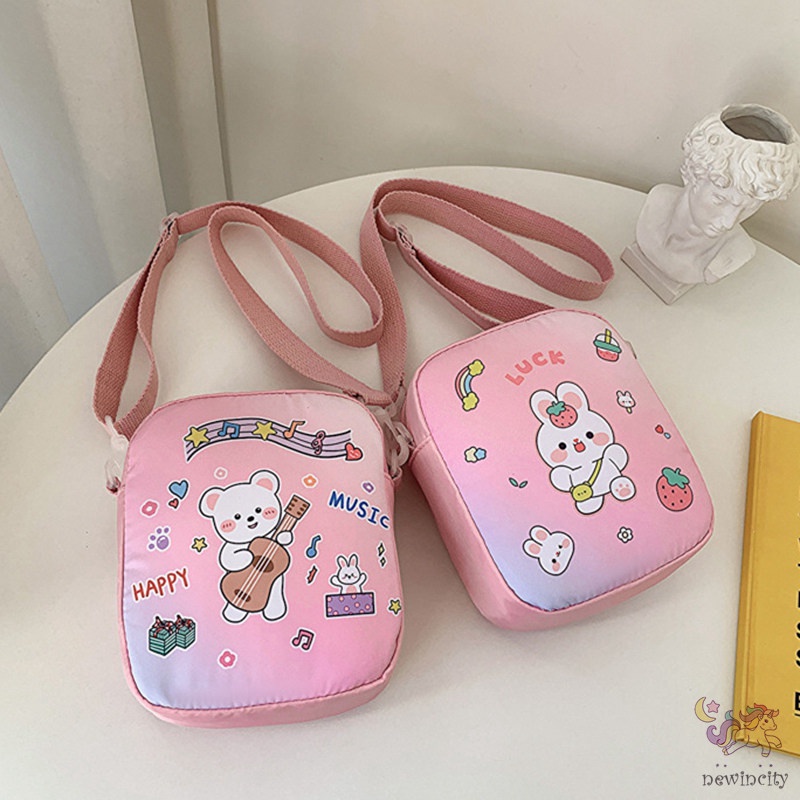 Túi Đeo Chéo Vải Canvas In Họa Tiết Gấu Hoạt Hình Trọng Lượng Nhẹ Phong Cách Hàn Quốc Thời Trang Mùa Hè Cho
